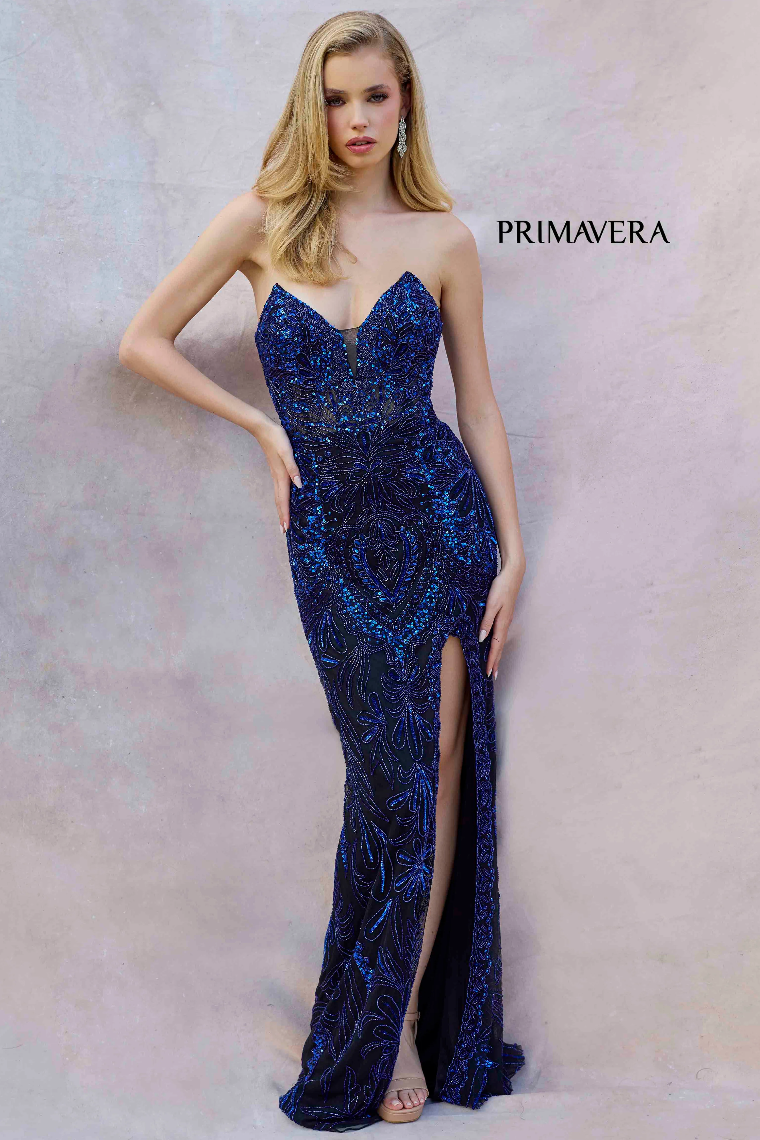 4343 - Primavera - Beaded Gown With Edgy Open Back - Image 12