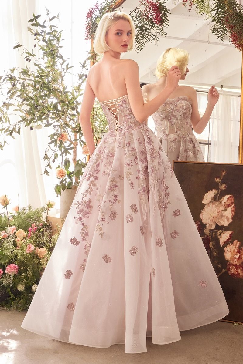 A1455 - ROMANCE EMBROIDERY A-LINE CORSET GOWN - Andrea & Leo - Image 4