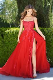 Alisha Gown - Red - Tulle A-line Dress With Open Back - Image 4