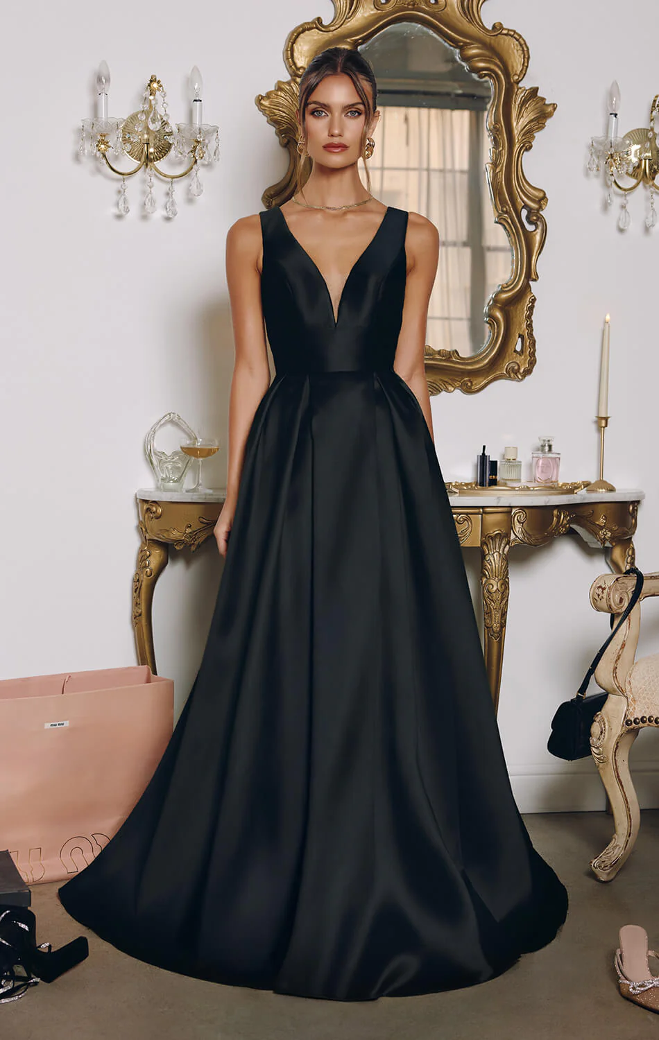 ANDERSYN GOWN - MIKADO SATIN A-LINE DRESS WITH POCKETS - Image 9
