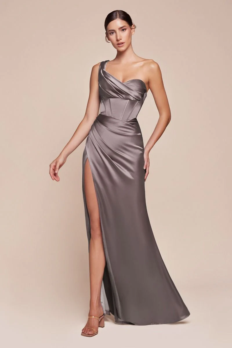 AUDRA GOWN - ONE SHOULDER LUXE SATIN CORSET DRESS - Image 17