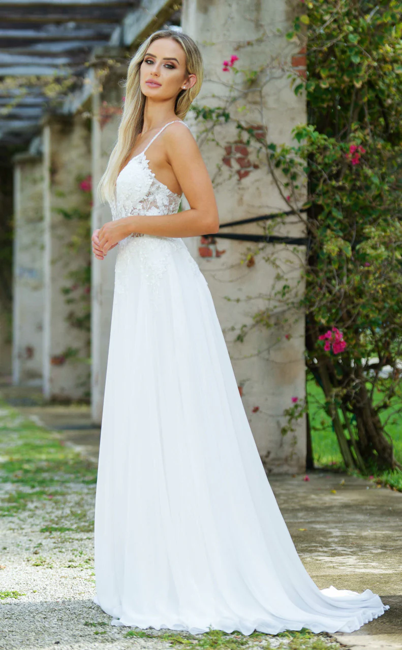 Avianna Gown - Floral Lace A-Line Chiffon Dress - Image 11