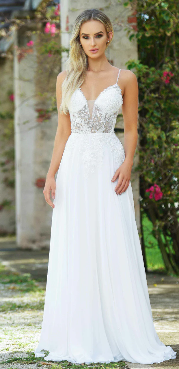 Avianna Gown - Floral Lace A-Line Chiffon Dress - Image 13