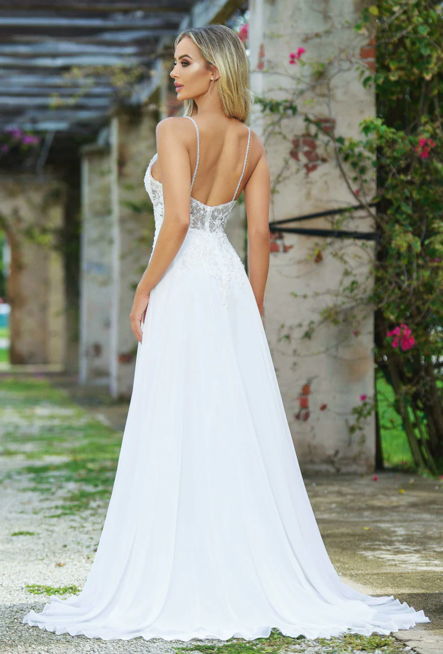Avianna Gown - Floral Lace A-Line Chiffon Dress - Image 5