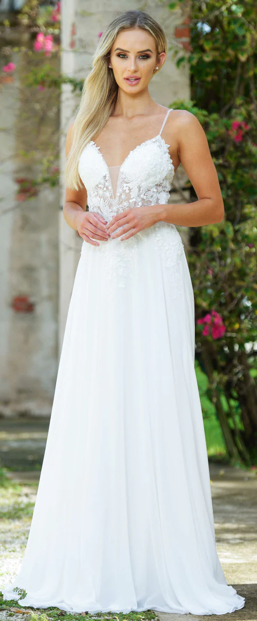 Avianna Gown - Floral Lace A-Line Chiffon Dress - Image 9