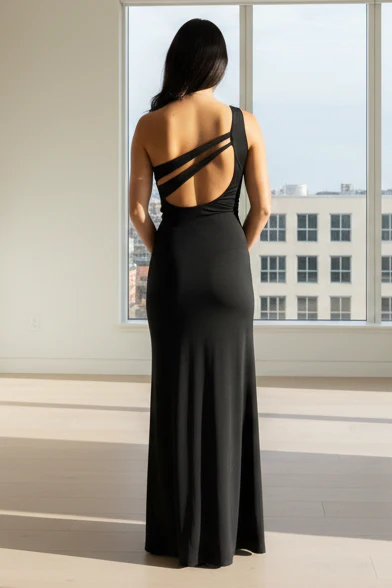Britt Maxi Dress - Black - One Shoulder Dress - Image 5