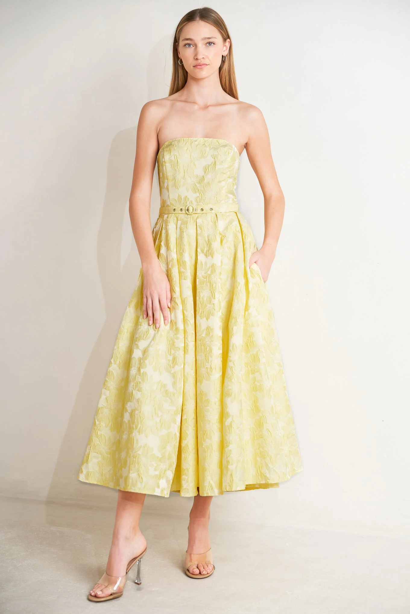 BUTTERCUP BLOOM LEMON YELLOW MIDI DRESS - Image 6