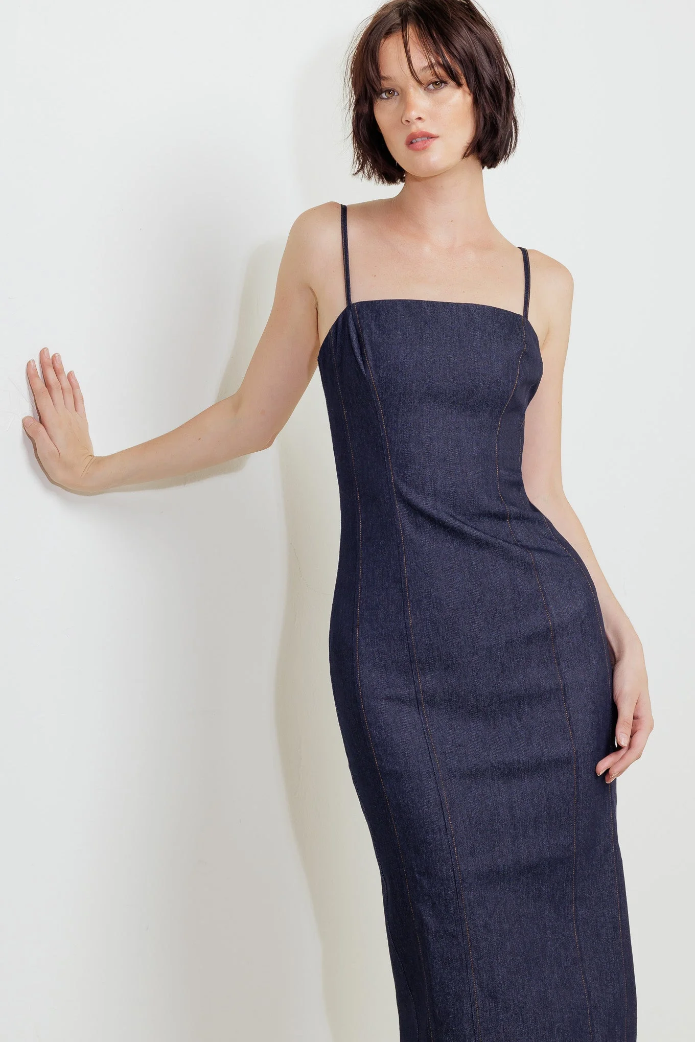 CAROLLA DARK DENIM MIDI DRESS - Image 5