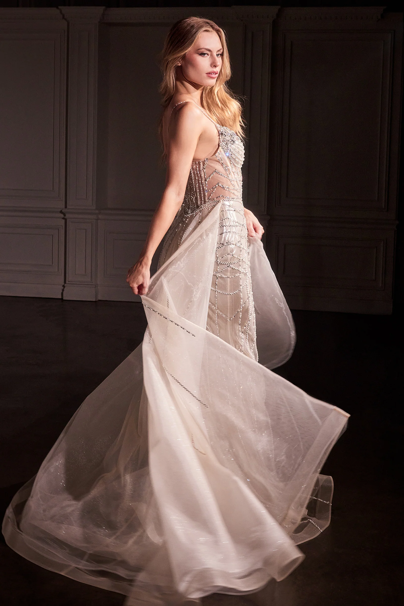 Cassiopeia Gown - Fit & Flare Crystal-Embellished Gown with Overskirt - Image 4