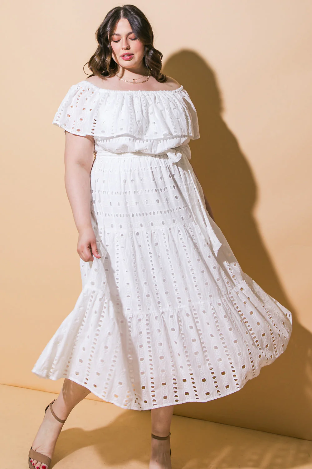 CATCHING MY BREATH EYELET MIDI DRESS - Image 12