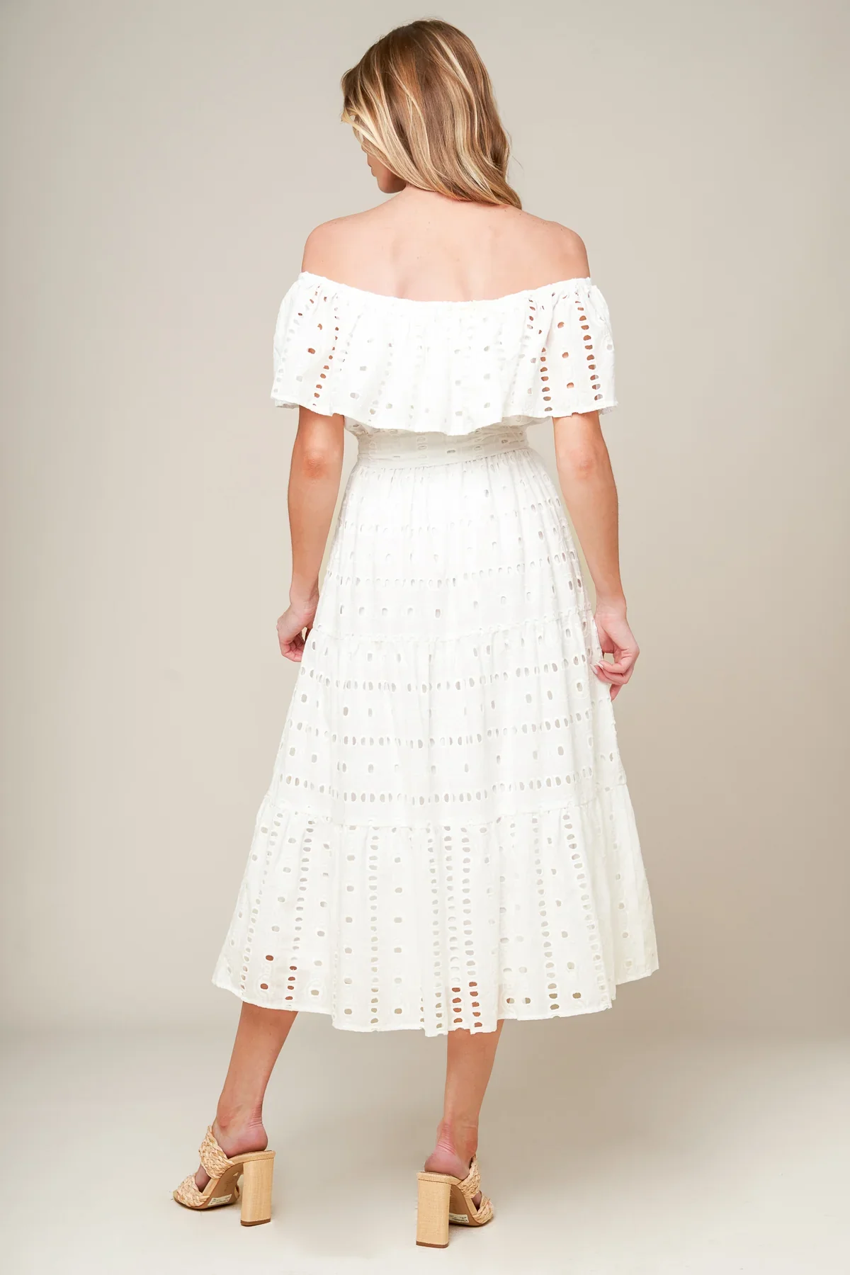 CATCHING MY BREATH EYELET MIDI DRESS - Image 6