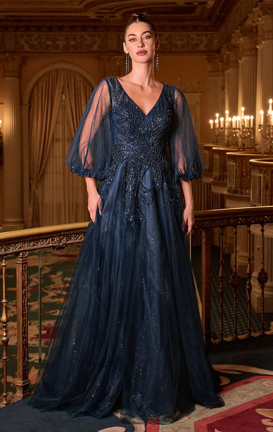 CHARITY GOWN - TULLE A-LINE GOWN WITH SHEER SLEEVES - Image 3