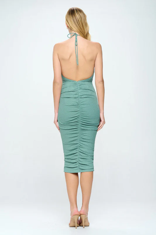 Charlie Midi Dress - Sage - Keyhole Bodycon Dress - FINAL SALE - Image 4