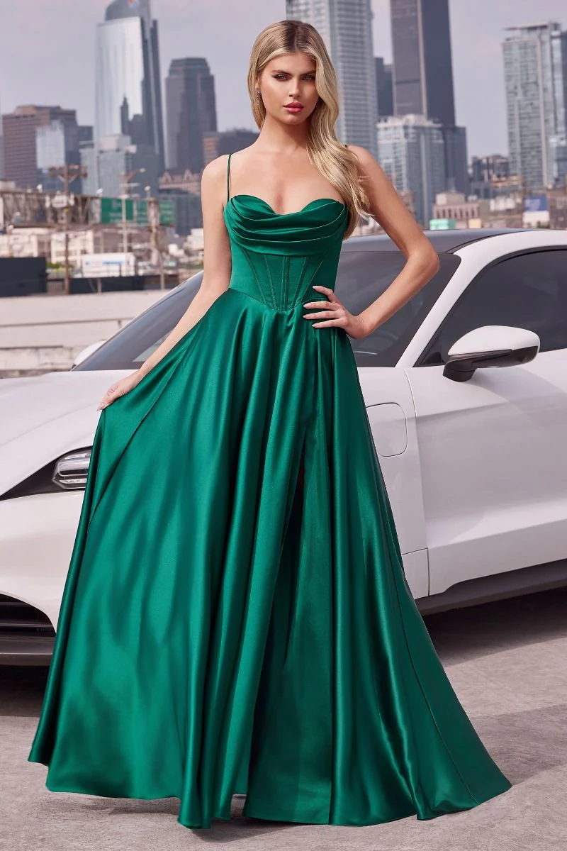 COSIMA GOWN - LUXE SATIN A-LINE CORSET DRESS - Image 9