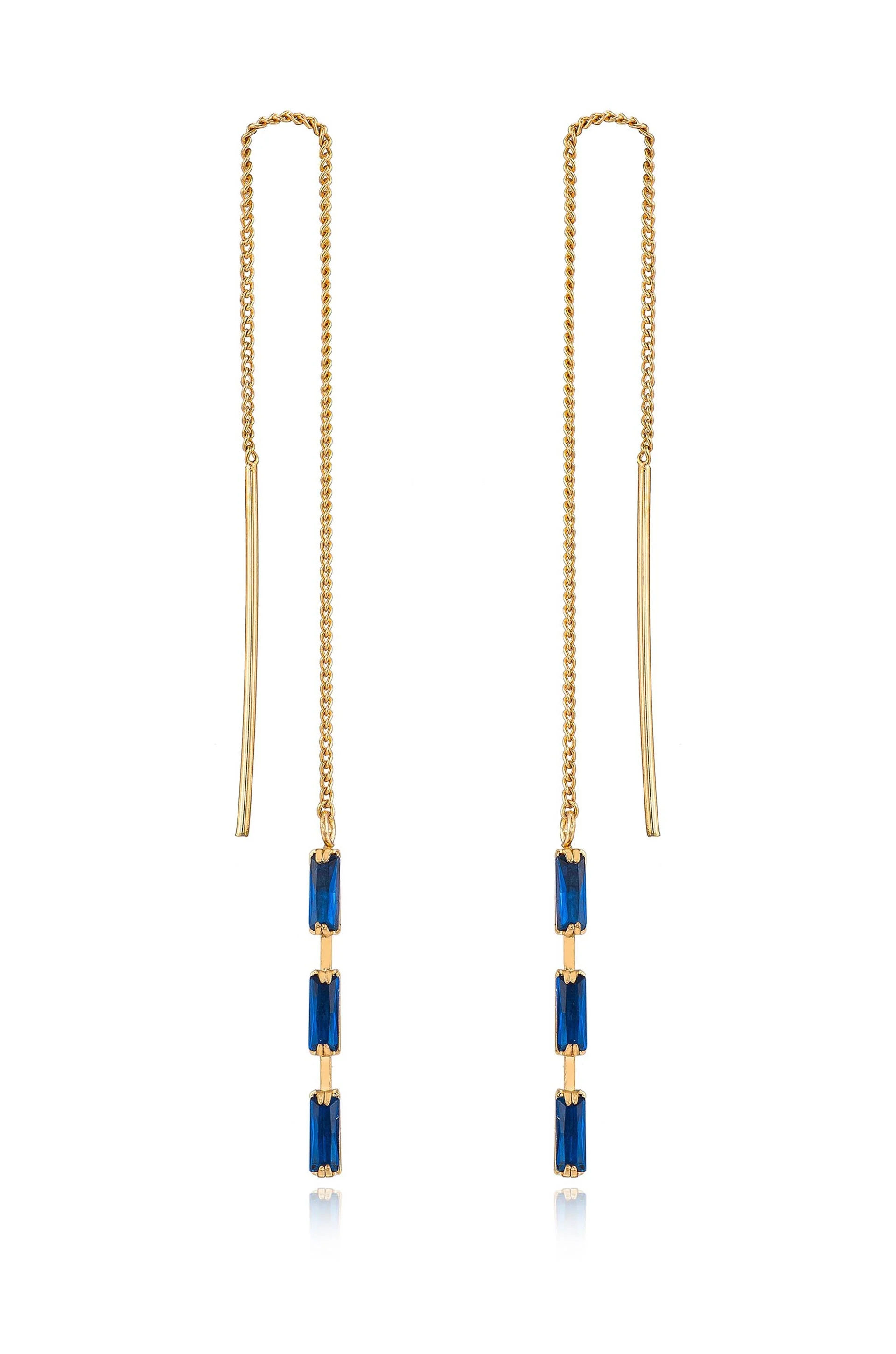 Crystal Baguette Threader Earrings - Image 6