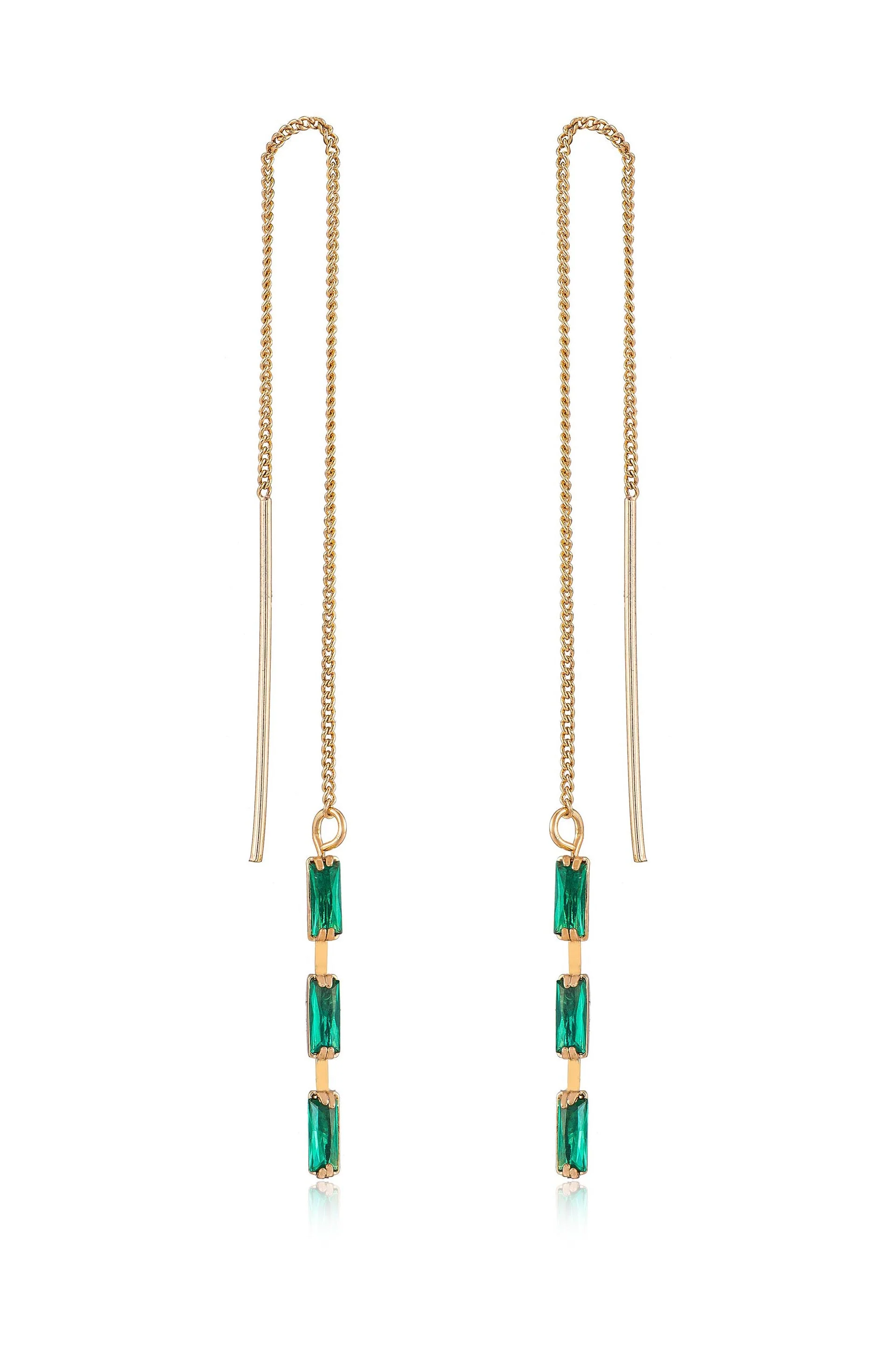 Crystal Baguette Threader Earrings - Image 7