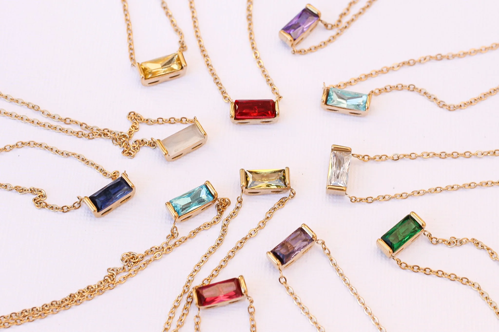 CZ Birthstone Necklace in Gold - Image 11