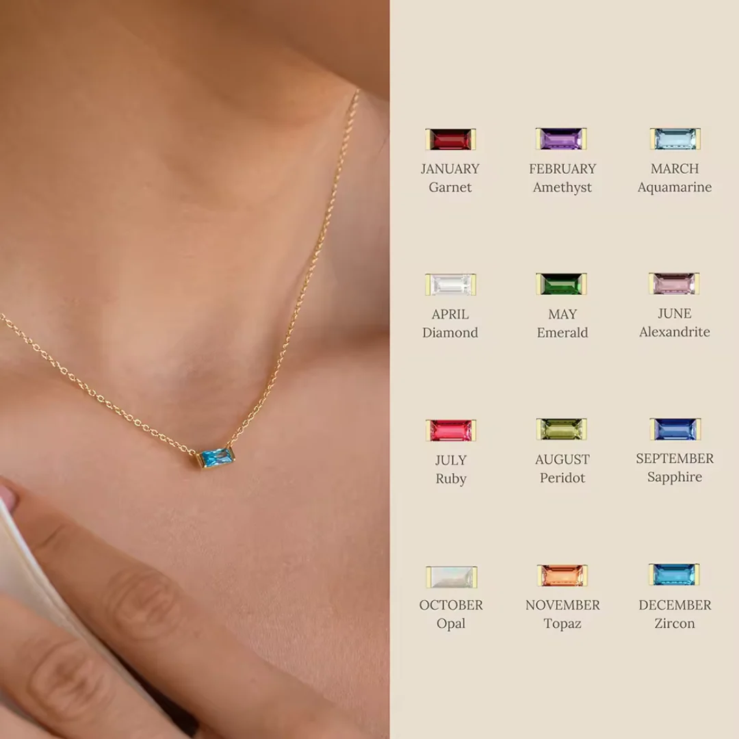 CZ Birthstone Necklace in Gold - Image 12
