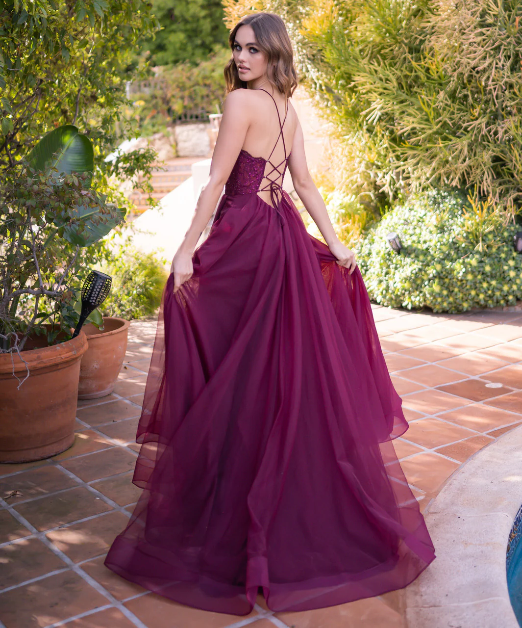 Dani Gown - Mulberry - Lace & Tulle A-line Dress - Image 4