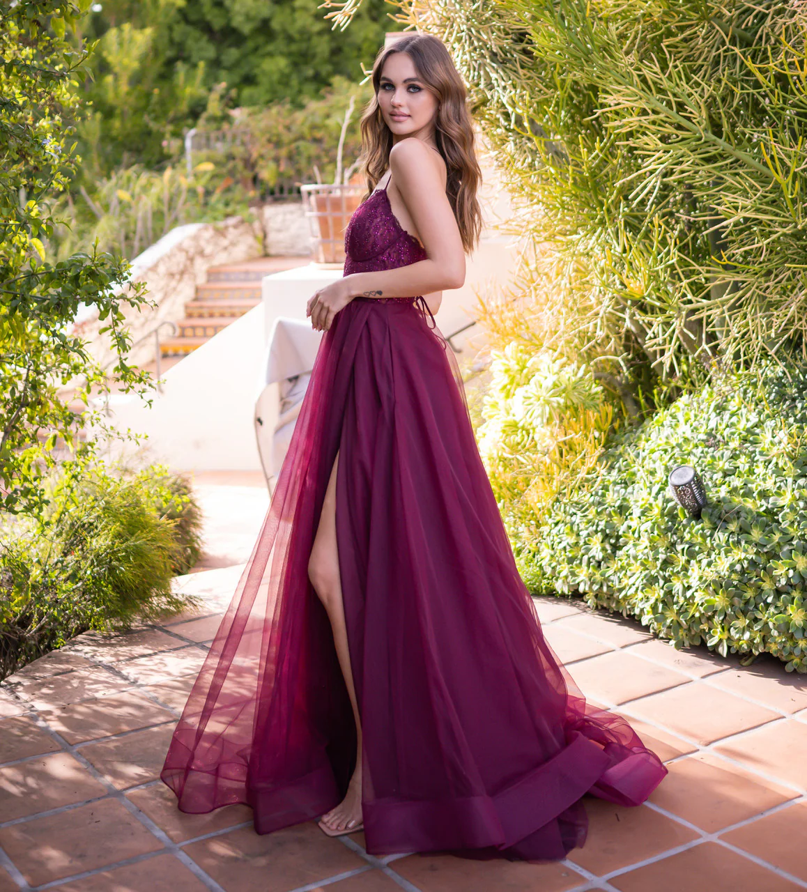 Dani Gown - Mulberry - Lace & Tulle A-line Dress - Image 6