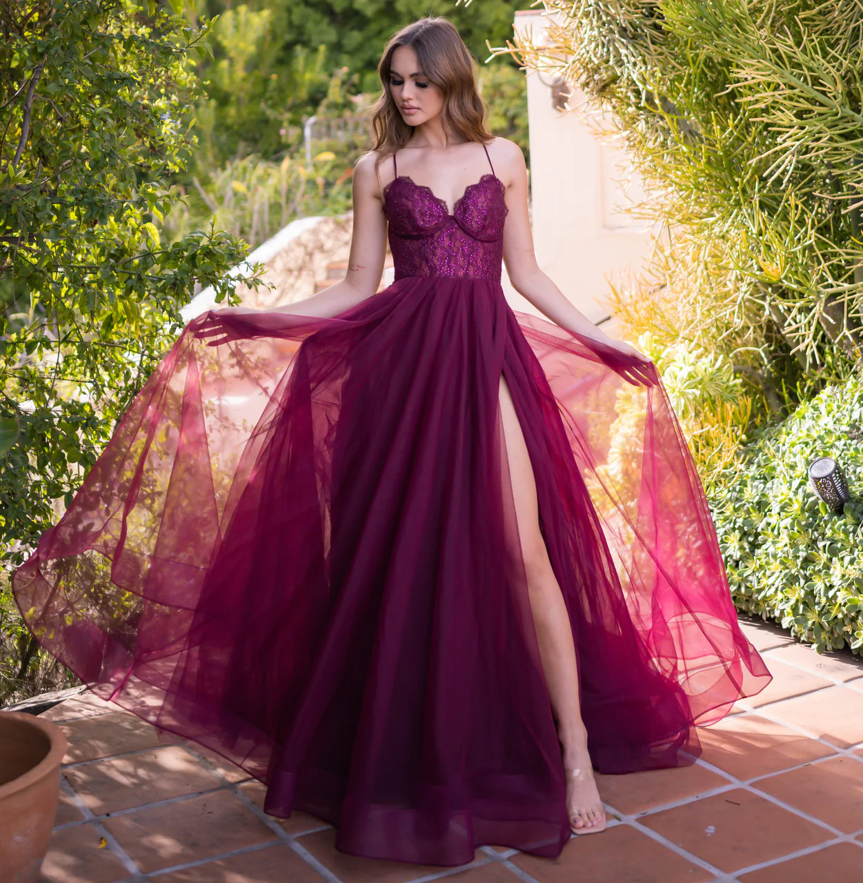 Dani Gown - Mulberry - Lace & Tulle A-line Dress - Image 7