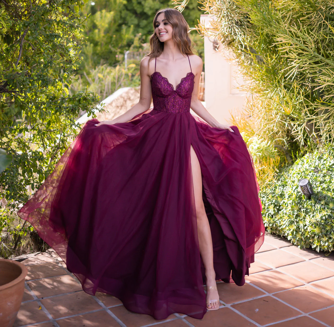 Dani Gown - Mulberry - Lace & Tulle A-line Dress - Image 8