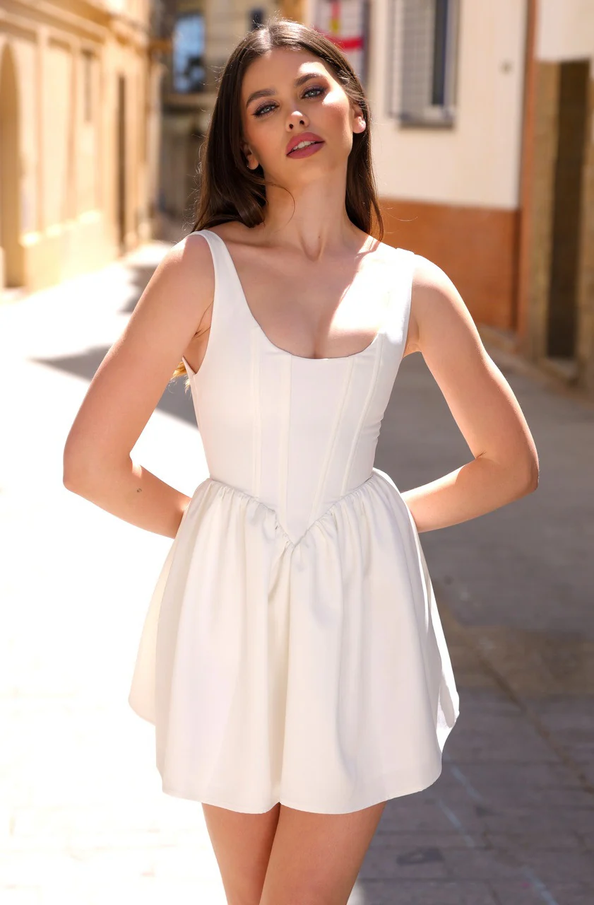 Darling Mini Dress - White - Image 4