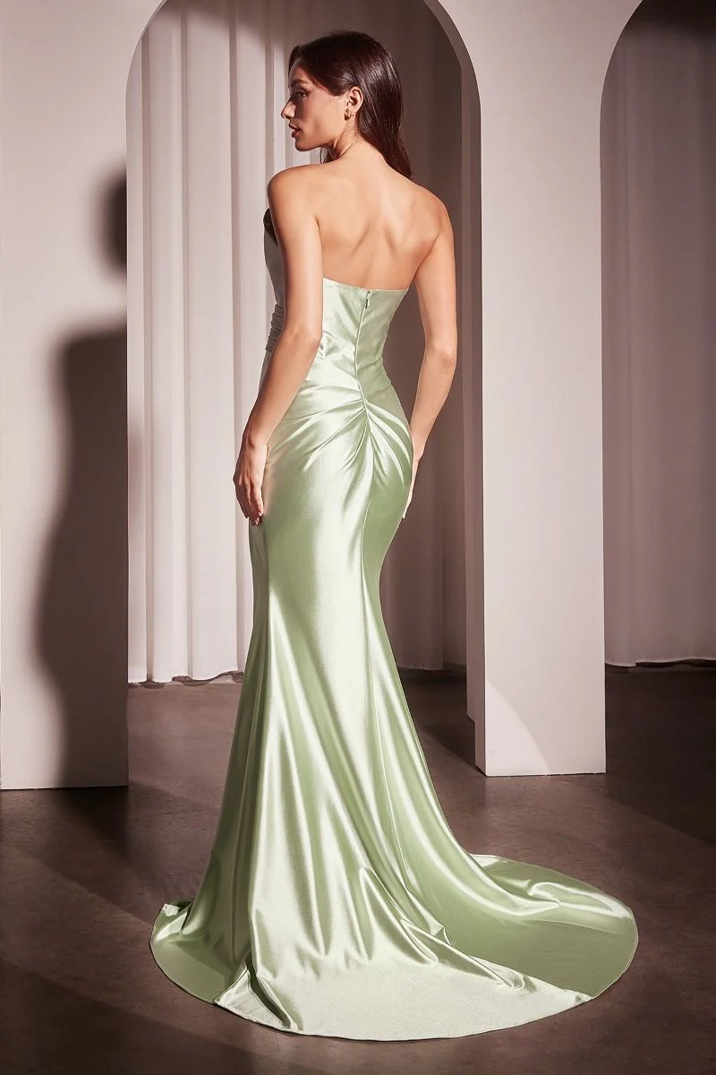 DEANNA GOWN - ASYMMETRICAL STRAPLESS SATIN GOWN - Image 5