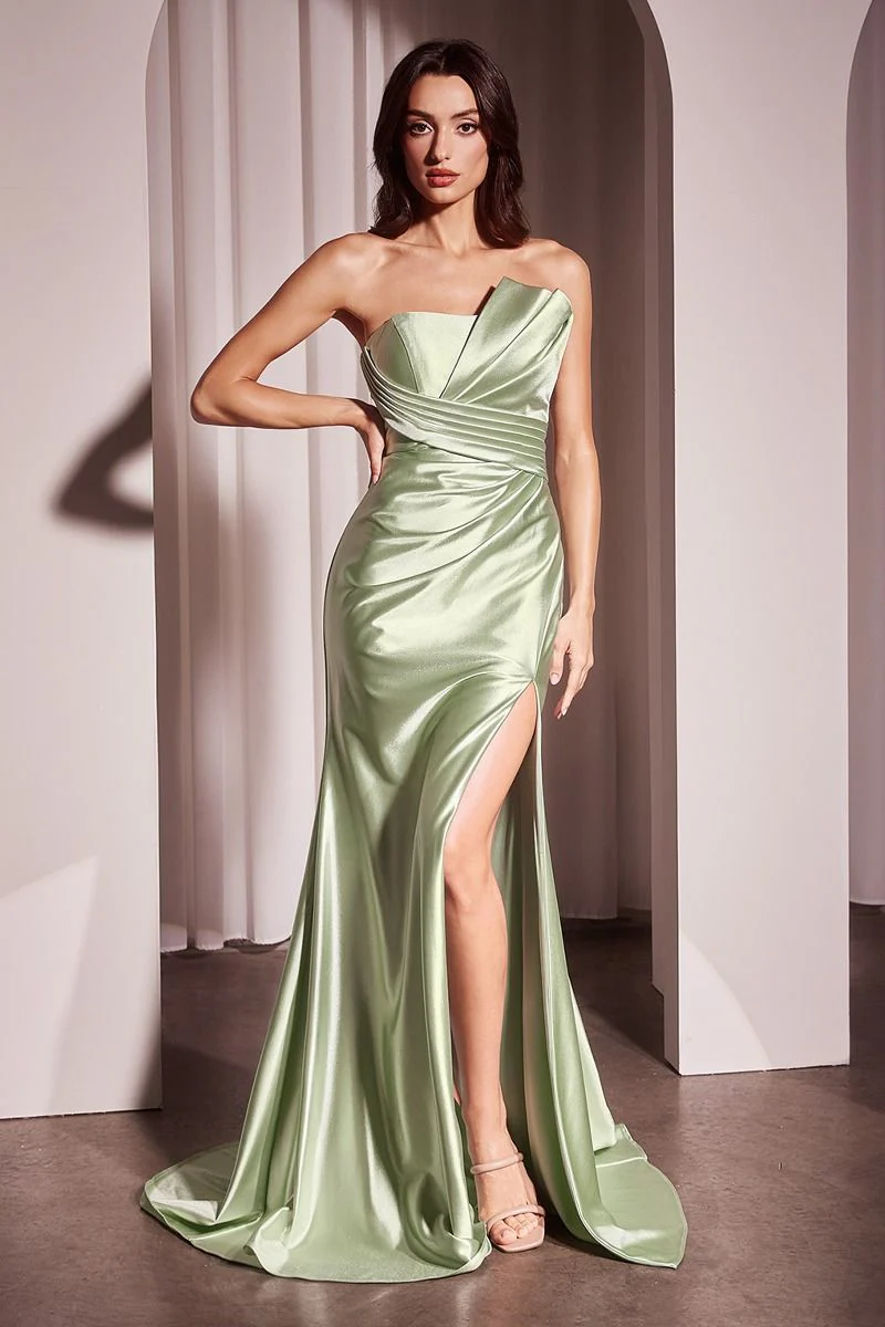 DEANNA GOWN - ASYMMETRICAL STRAPLESS SATIN GOWN - Image 6