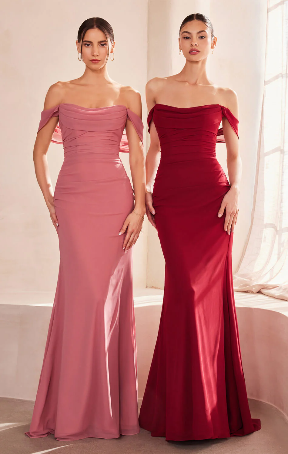 Faye Gown - Chiffon Off-the-Shoulder Fitted Dress - Image 3