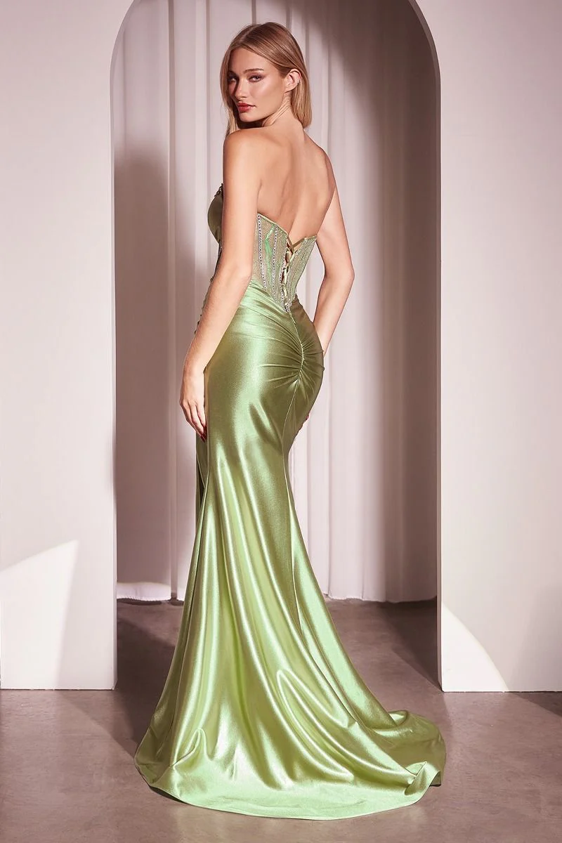 GINGER GOWN - STRAPLESS LACE BODICE SATIN FITTED GOWN - Image 4