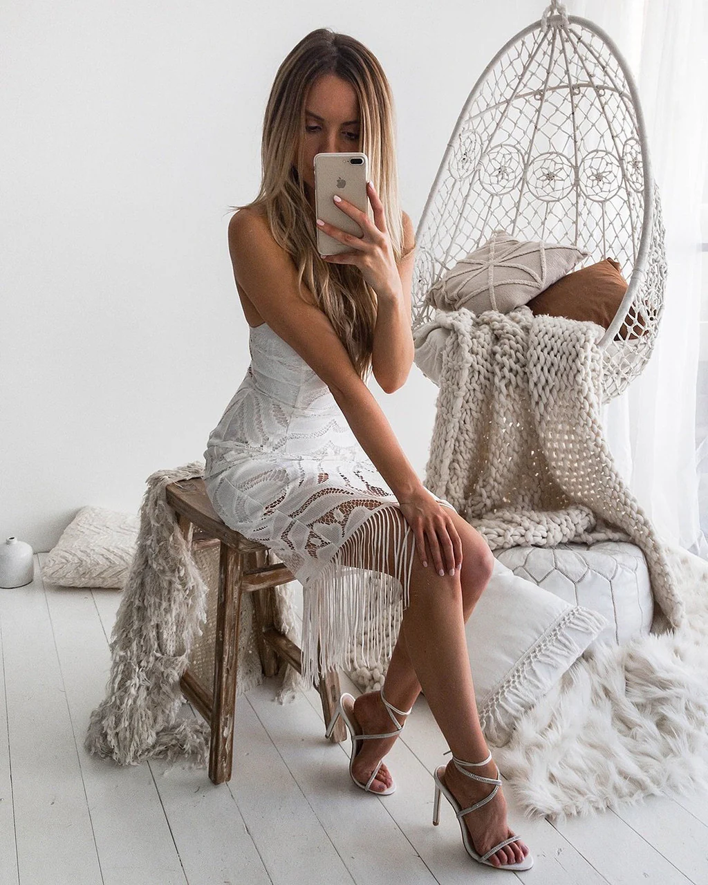 Size 2, Khaleesi Dress - White - Lace Dress With Fringe - FINAL SALE - Image 11