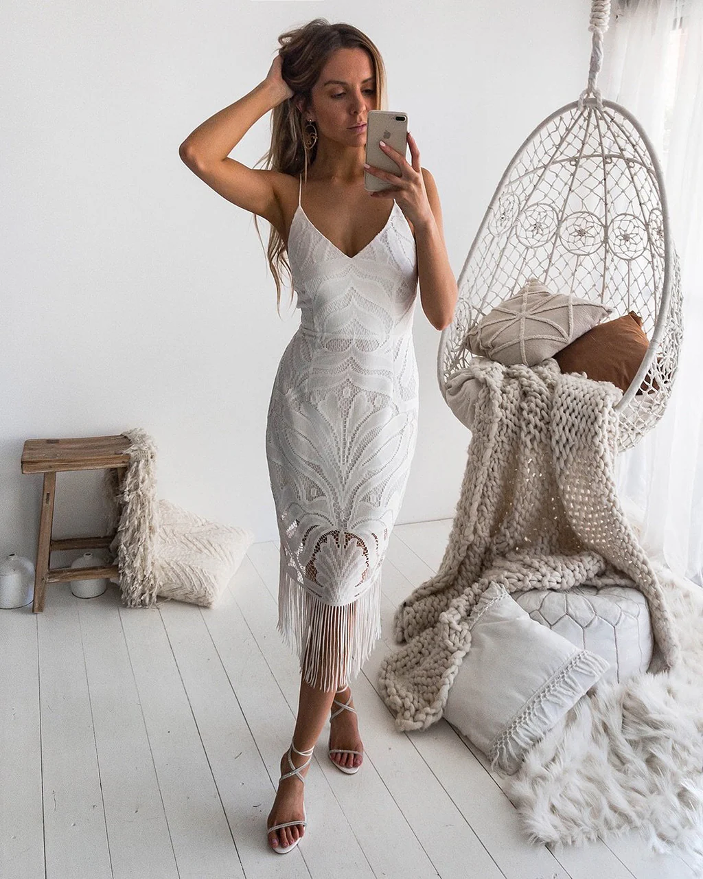 Size 2, Khaleesi Dress - White - Lace Dress With Fringe - FINAL SALE - Image 8