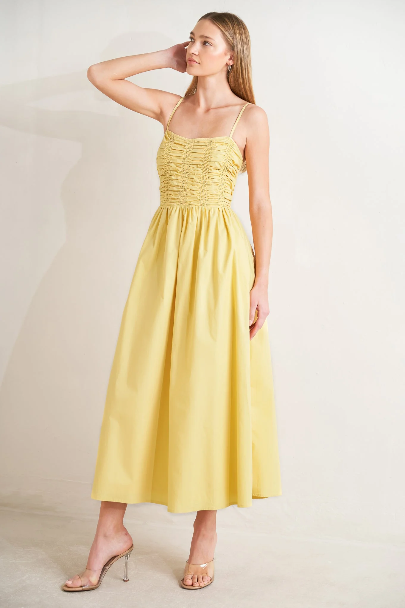 LEMON KISS BUTTER YELLOW MIDI DRESS - Image 6