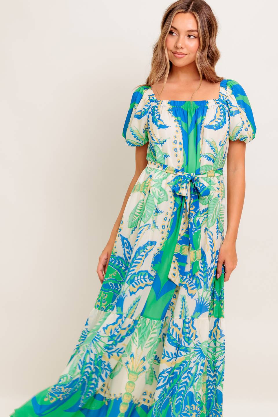 MADDISON MAXI DRESS - GREEN & BLUE - Image 7