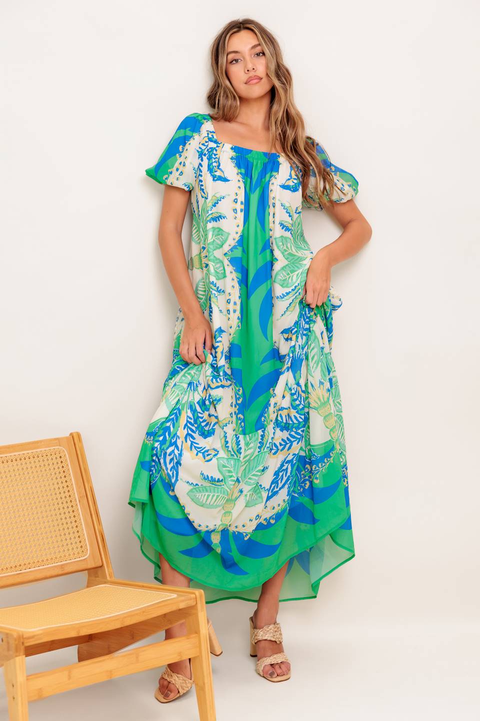 MADDISON MAXI DRESS - GREEN & BLUE - Image 8