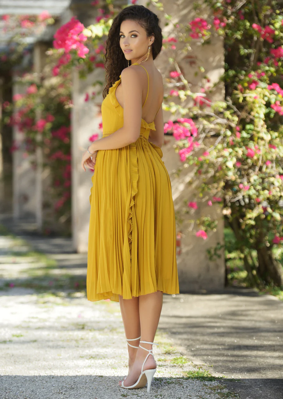 Maia Midi Dress - Mustard - FINAL SALE - Image 3
