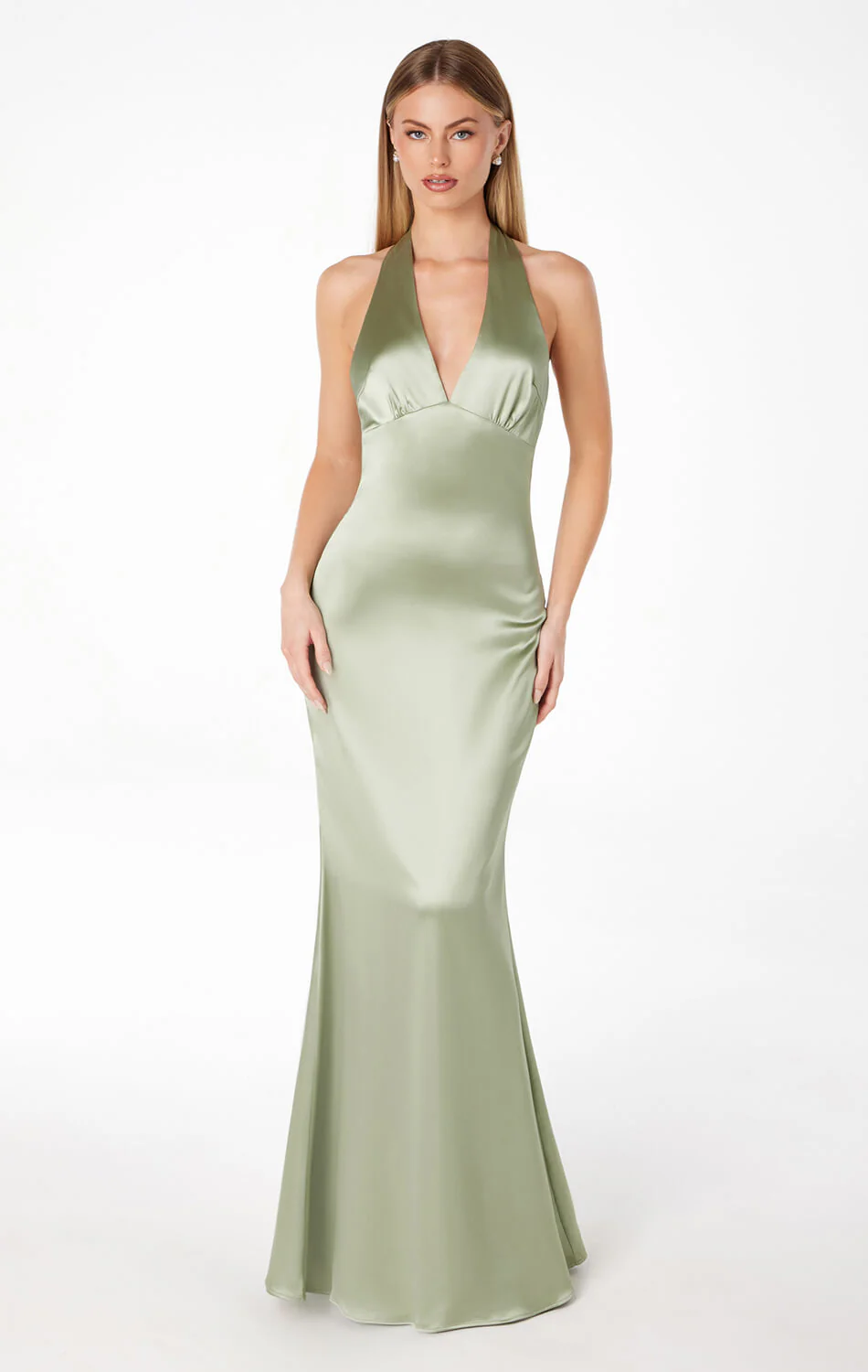 MAREN SATIN HALTER MAXI DRESS - Image 13
