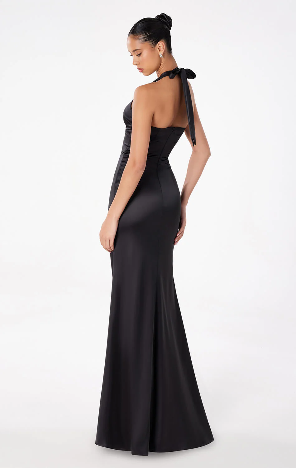 MAREN SATIN HALTER MAXI DRESS - Image 4