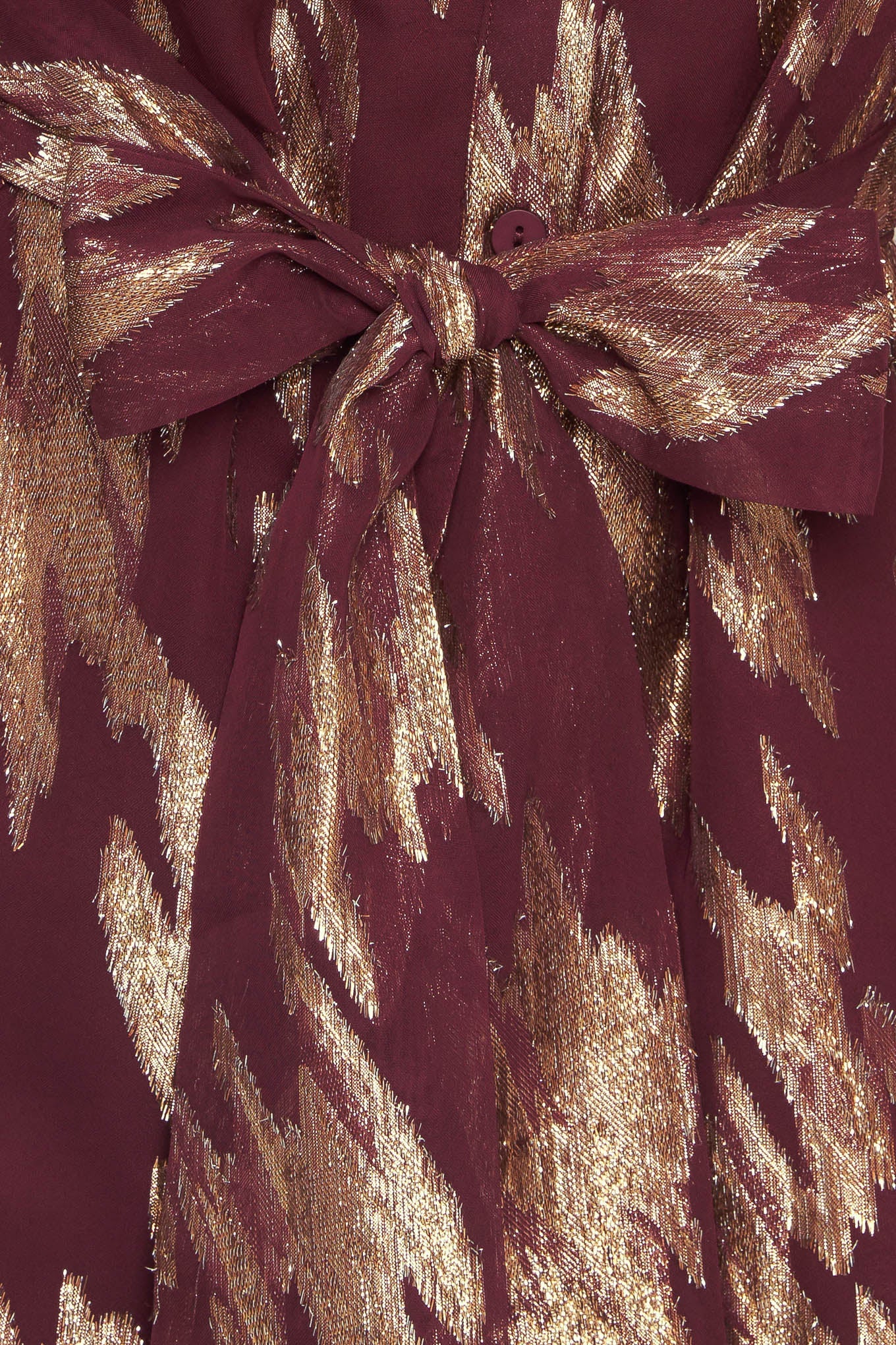 METALLIC MUSE BURGUNDY LONG SLEEVE MINI DRESS - Image 8