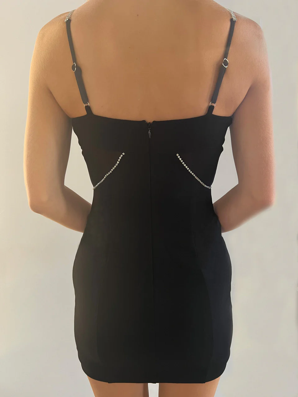 Size XS, Millionaire Mini Dress - Crystal Chain Black Cocktail Dress - FINAL SALE - Image 11