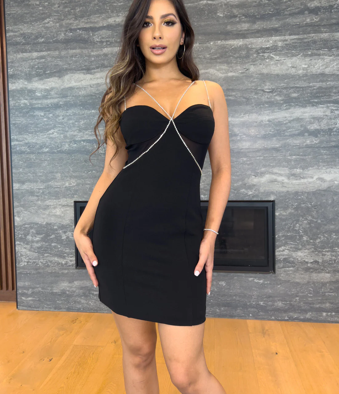 Size XS, Millionaire Mini Dress - Crystal Chain Black Cocktail Dress - FINAL SALE - Image 8