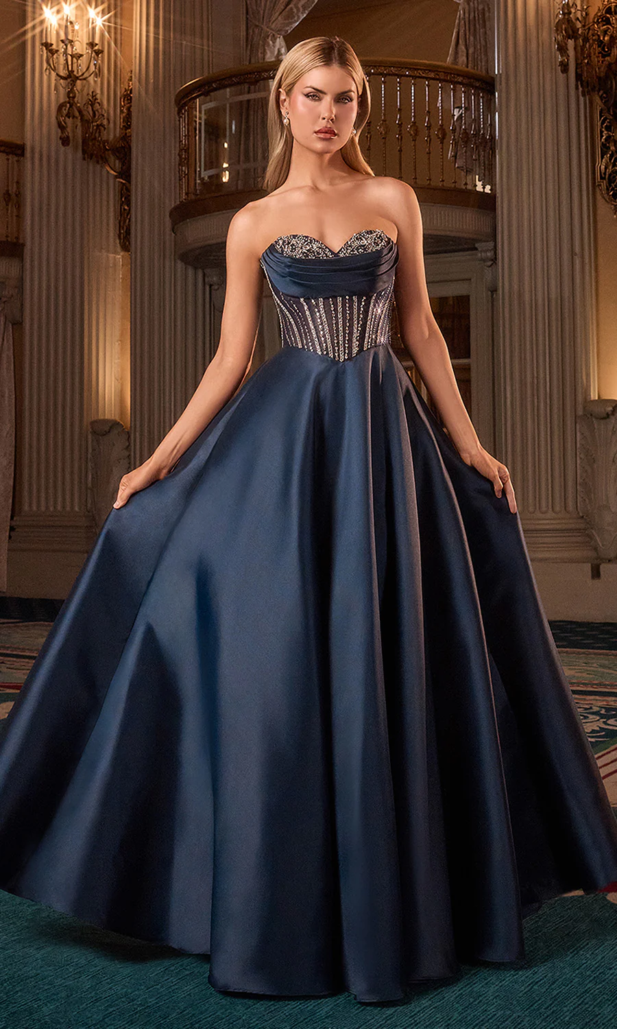 Mindy Mikado Ball Gown - Corset A-line Evening Dress - Image 3
