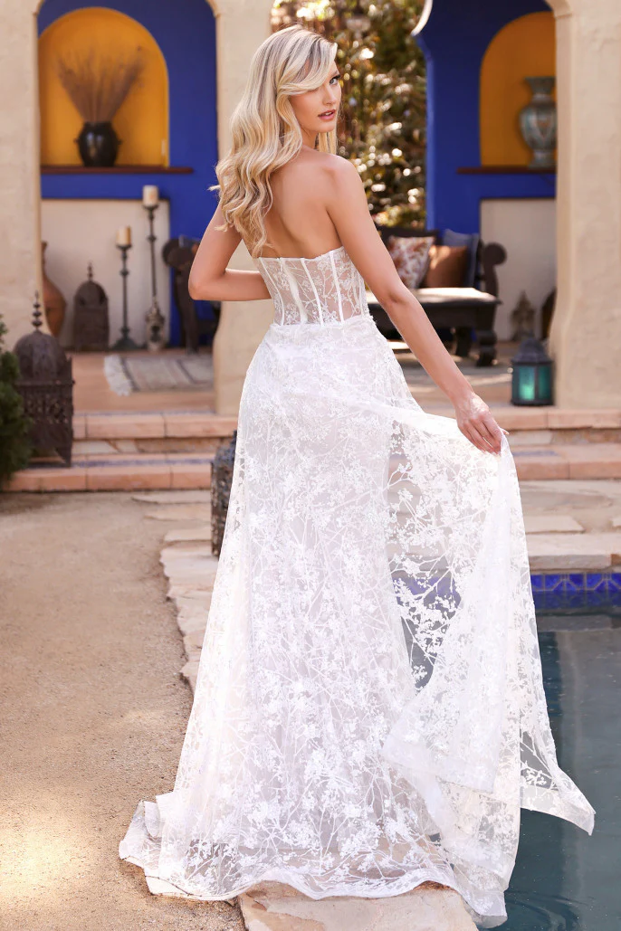 Nova Gown - White - GLITTER FITTED GOWN AND OVERSKIRT - Image 3