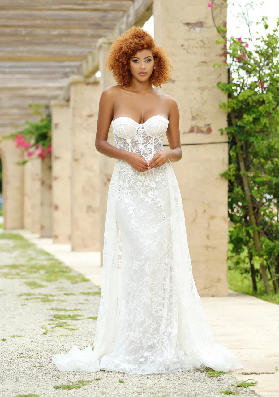 Nova Gown - White - GLITTER FITTED GOWN AND OVERSKIRT - Image 4