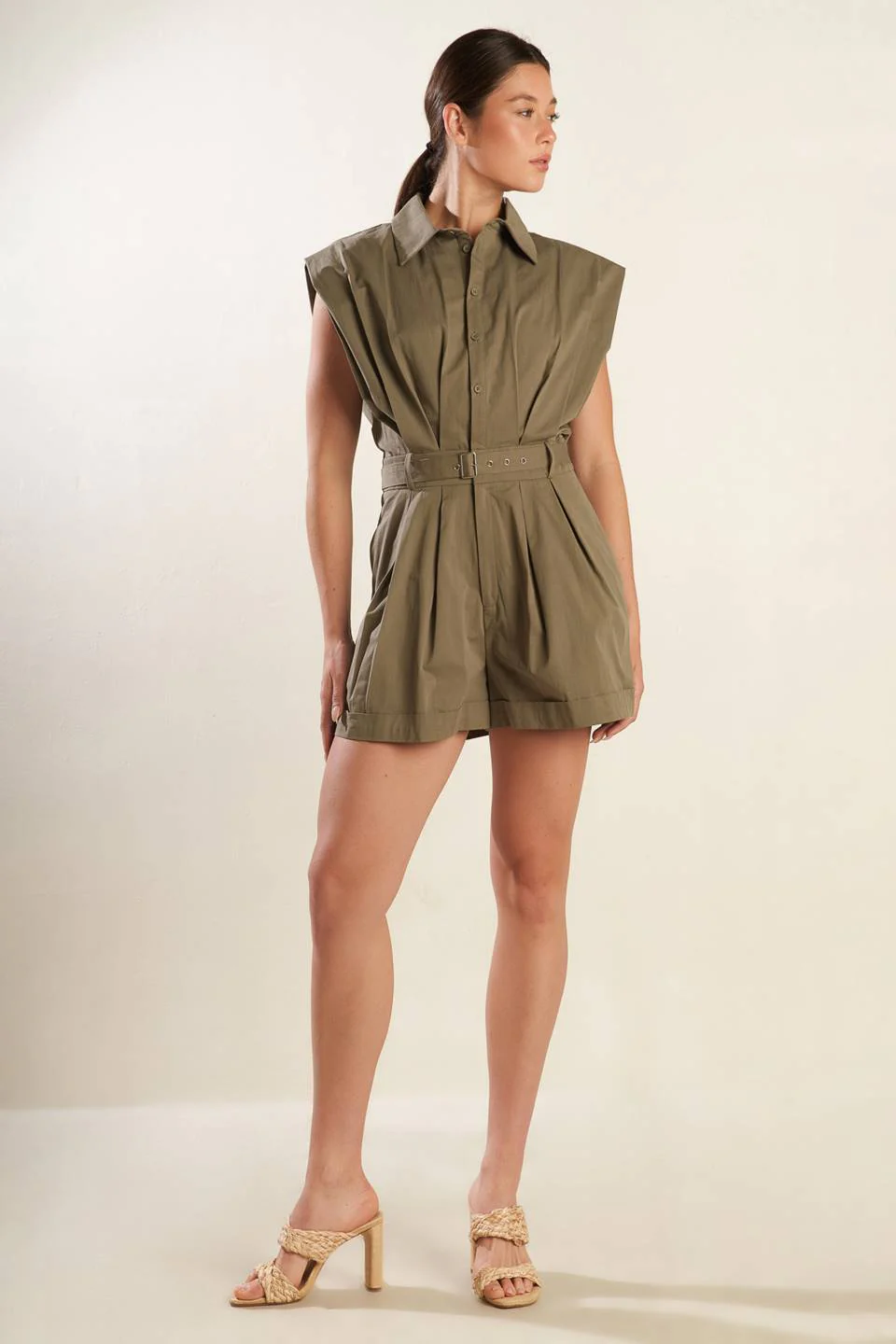 Olive Utility Belted Romper - Image 6