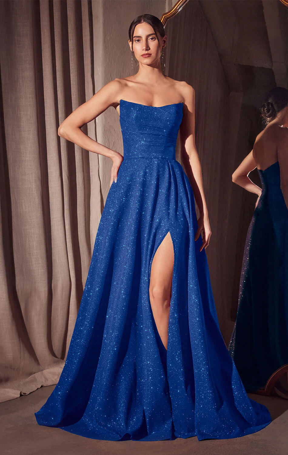 Quinn Gown - Long Strapless Glitter A-line Dress - Image 7