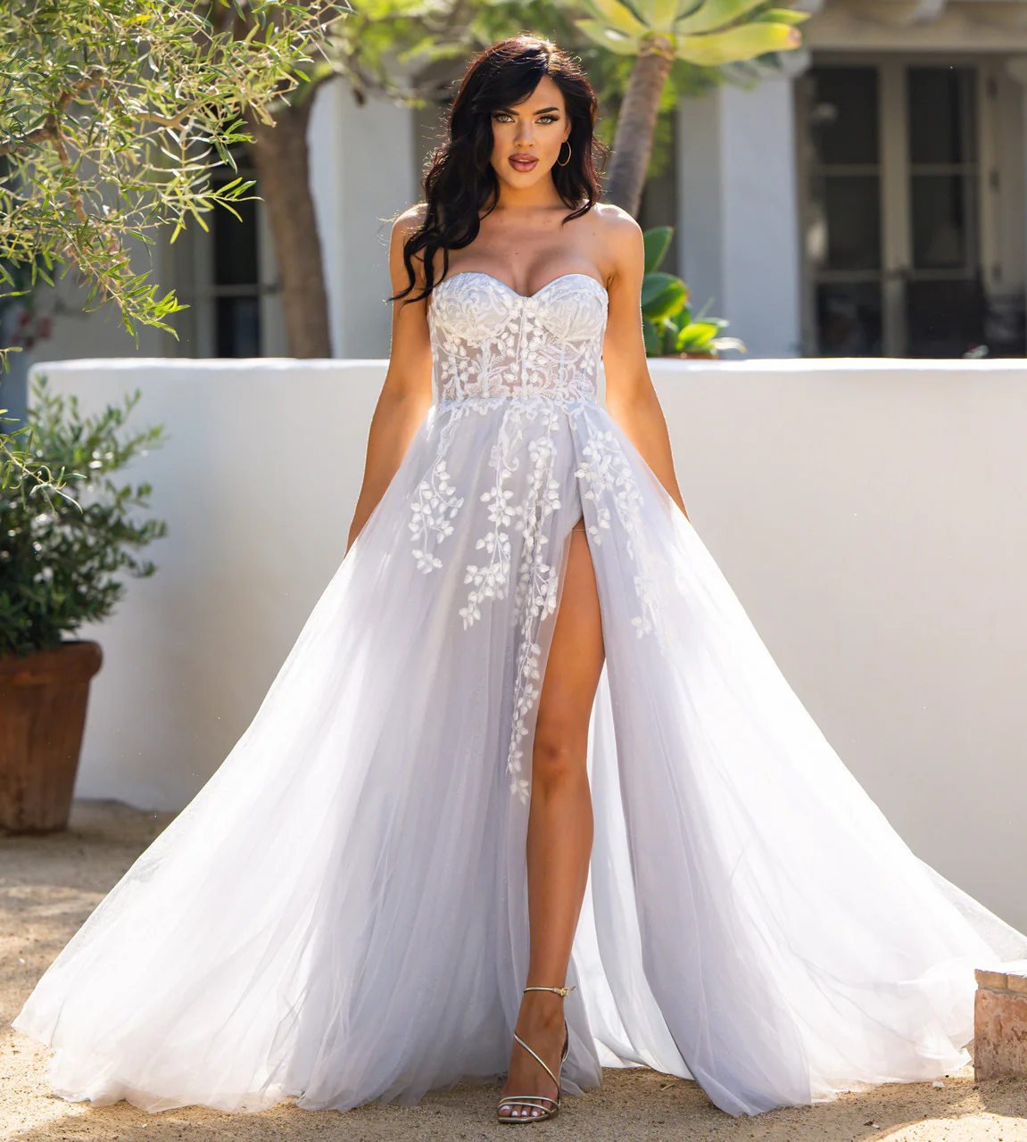 SOLAINE GOWN - HAZE BLUE - STRAPLESS BUSTIER CORSET A-LINE DRESS - Image 4