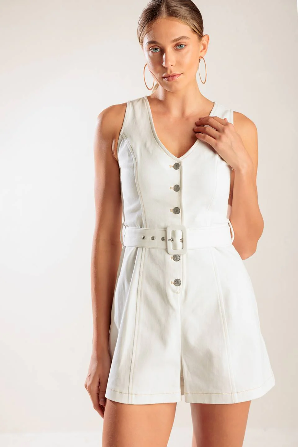 TAKE THE LEAD - WHITE SLEEVELESS ROMPER - Image 5