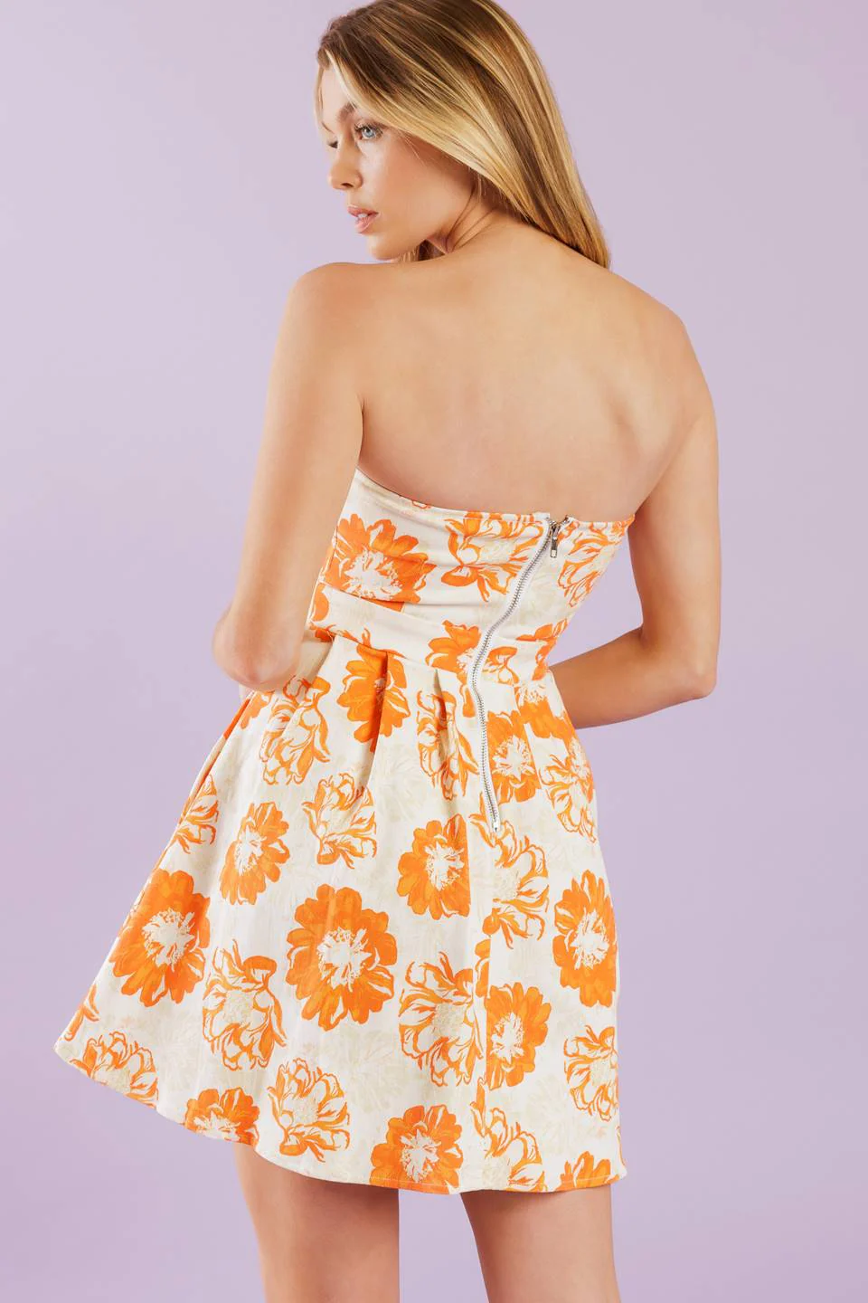 TANGERINE MIMOSAS ORANGE FLORAL MINI DRESS - Image 3